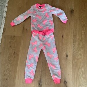Zunie Pink and Gray Unicorn Pajama Set